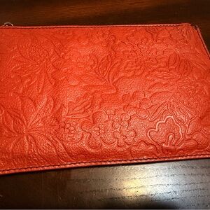 Diana Se Silva Leather Embossed Floral Zip Wallet - Bright Red